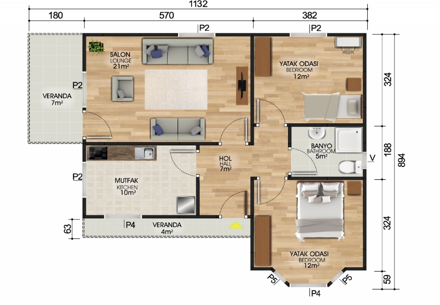 Kayseri Prefabrik 80 mt 2 Kayseri Prefabrik 80 mt - Görsel 2